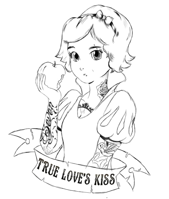 Punk princess snow white colouring page