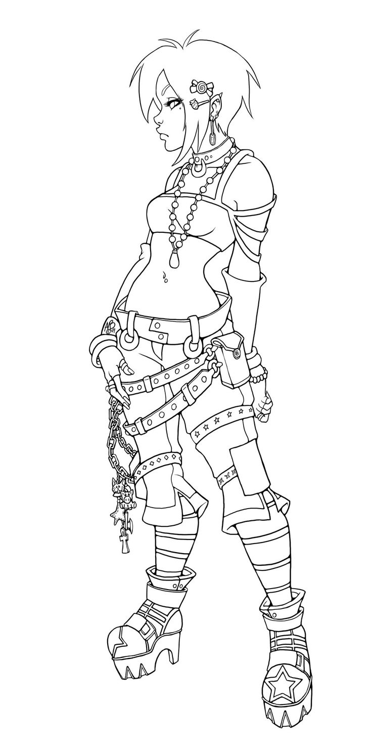 Punk gal lines by harpyqueen on deviantart coloring book art adult coloring designs cute coloring pages