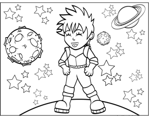 Punk rock space girl coloring page