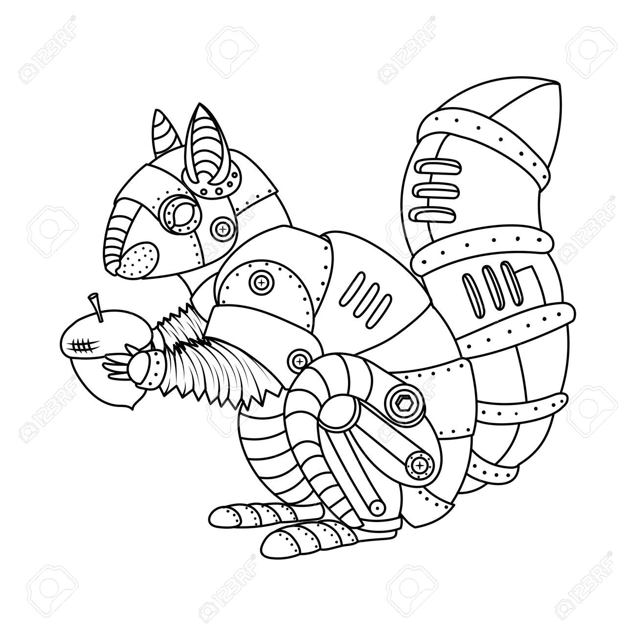 Steam punk style squirrel coloring book vector stock photo picture and royalty free image image