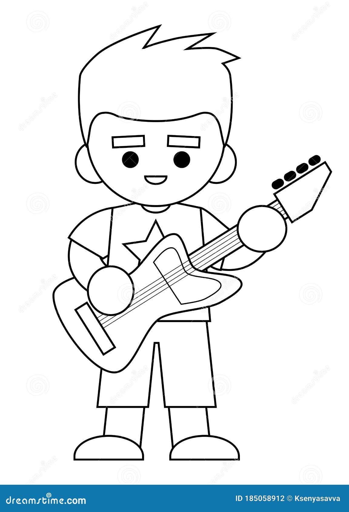 Coloring book punk rock guitarist stock vector