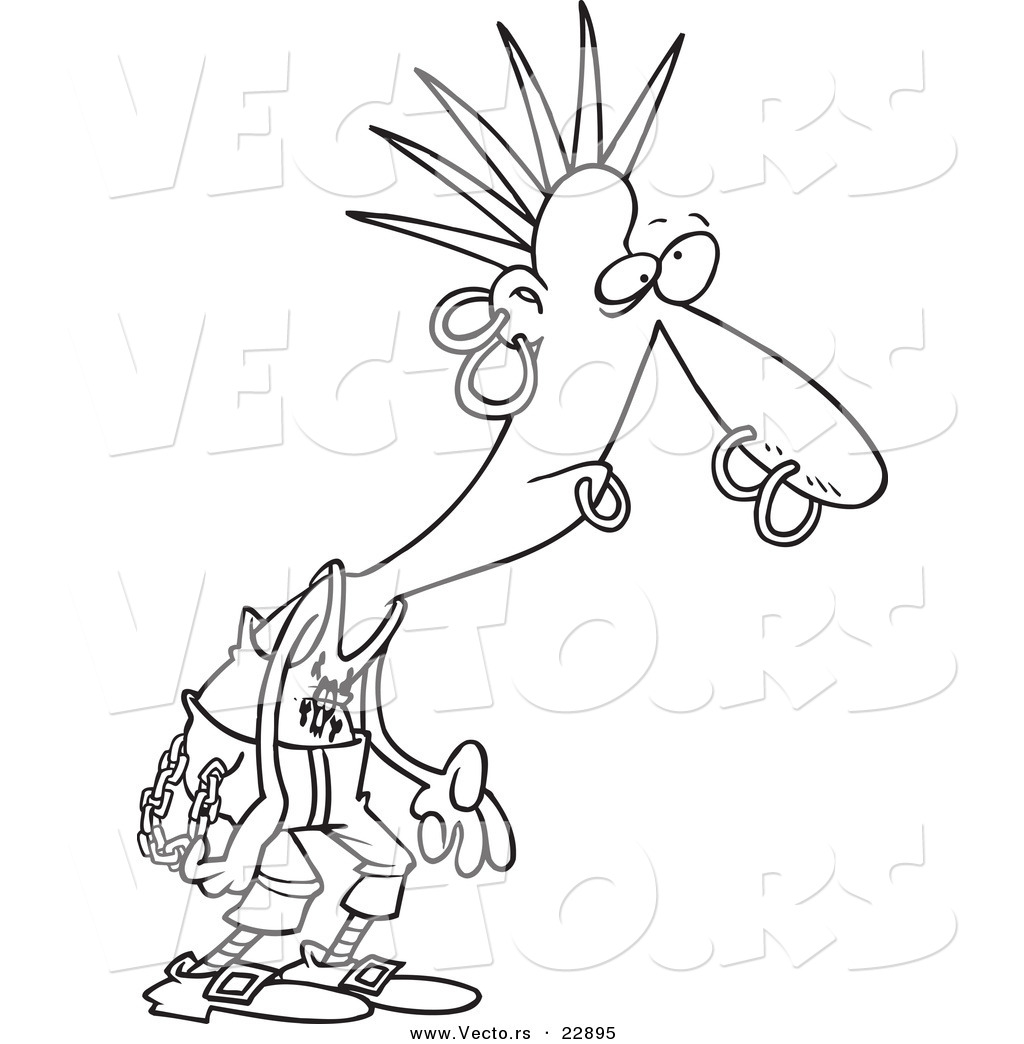 R of a cartoon punk guy with piercings