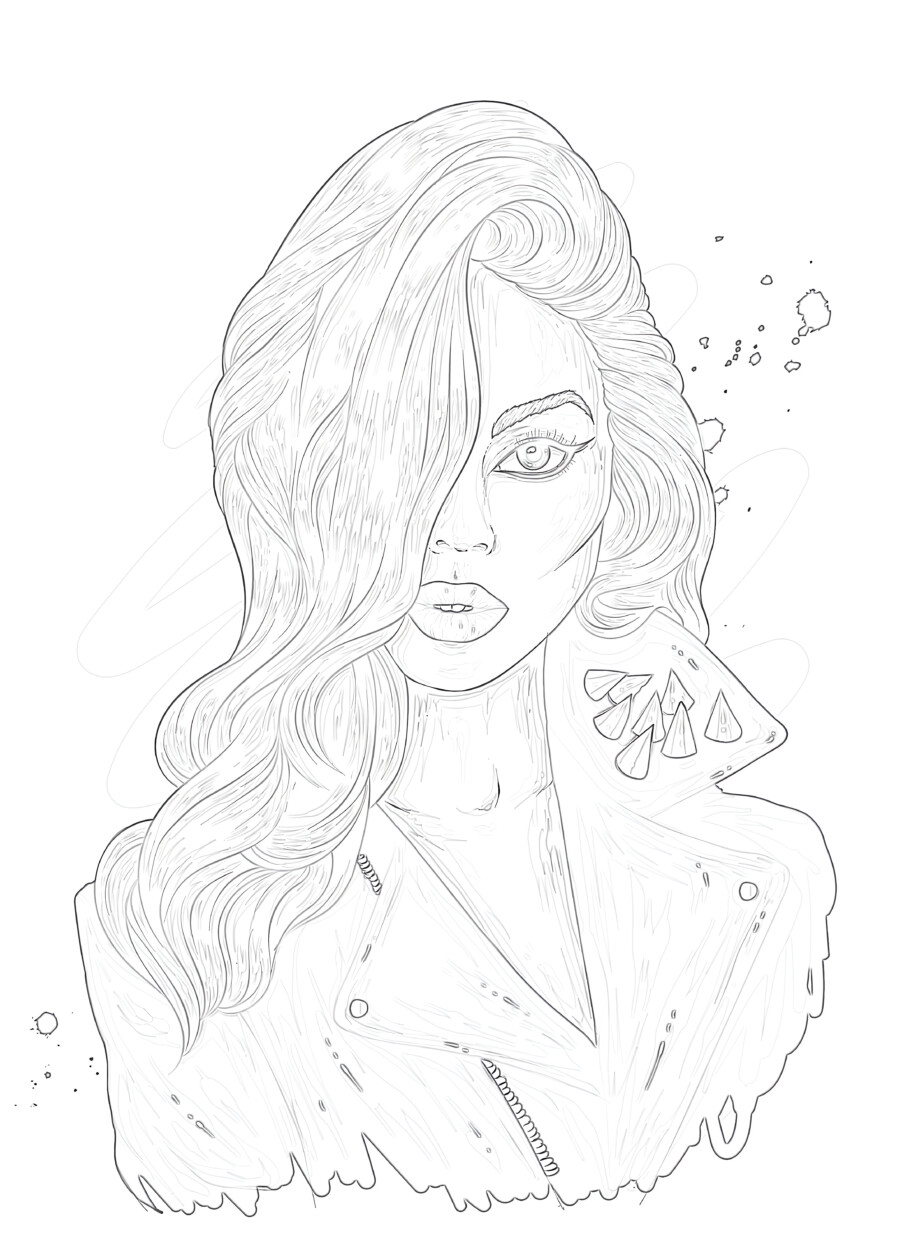 Girl punk coloring page