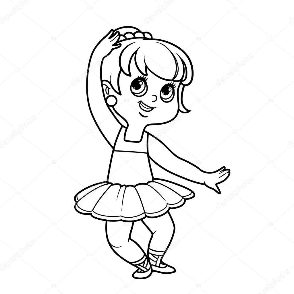 Linda niãa bailarina dibujos animados soporte ballet delineado para colorear vector de stock de yadviga