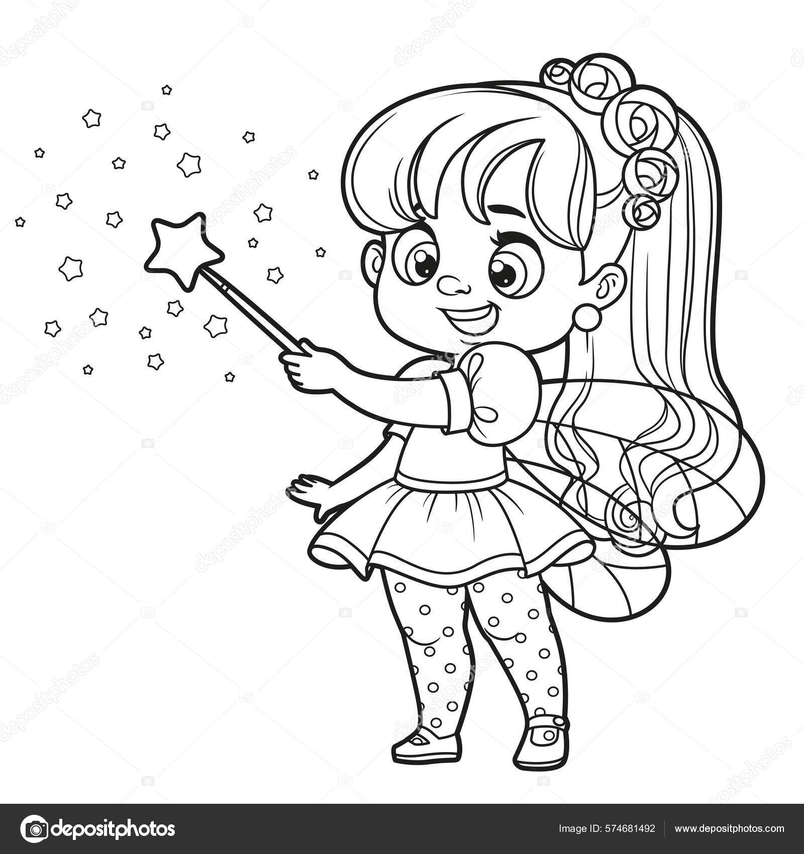 Lindos dibujos animados pequeãos conjuros hadas con una varita mãgica vector de stock por yadviga