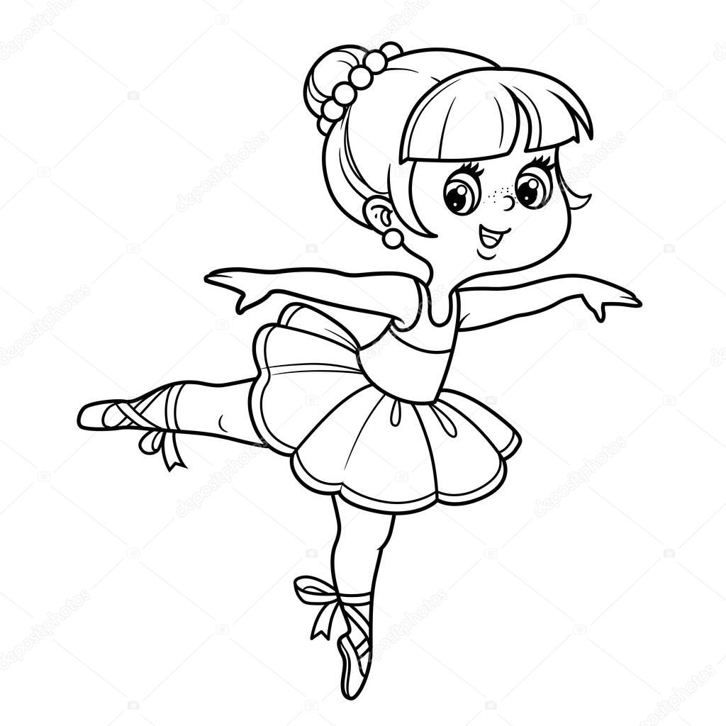 Bailarina dibujos animados niãa danza tutãº exuberante delineado para colorear vector de stock de yadviga