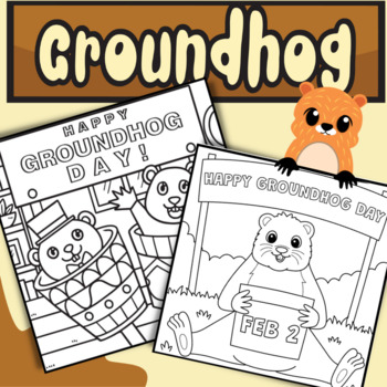 Groundhog day punxsutawney phil set of printable coloring pages sheets