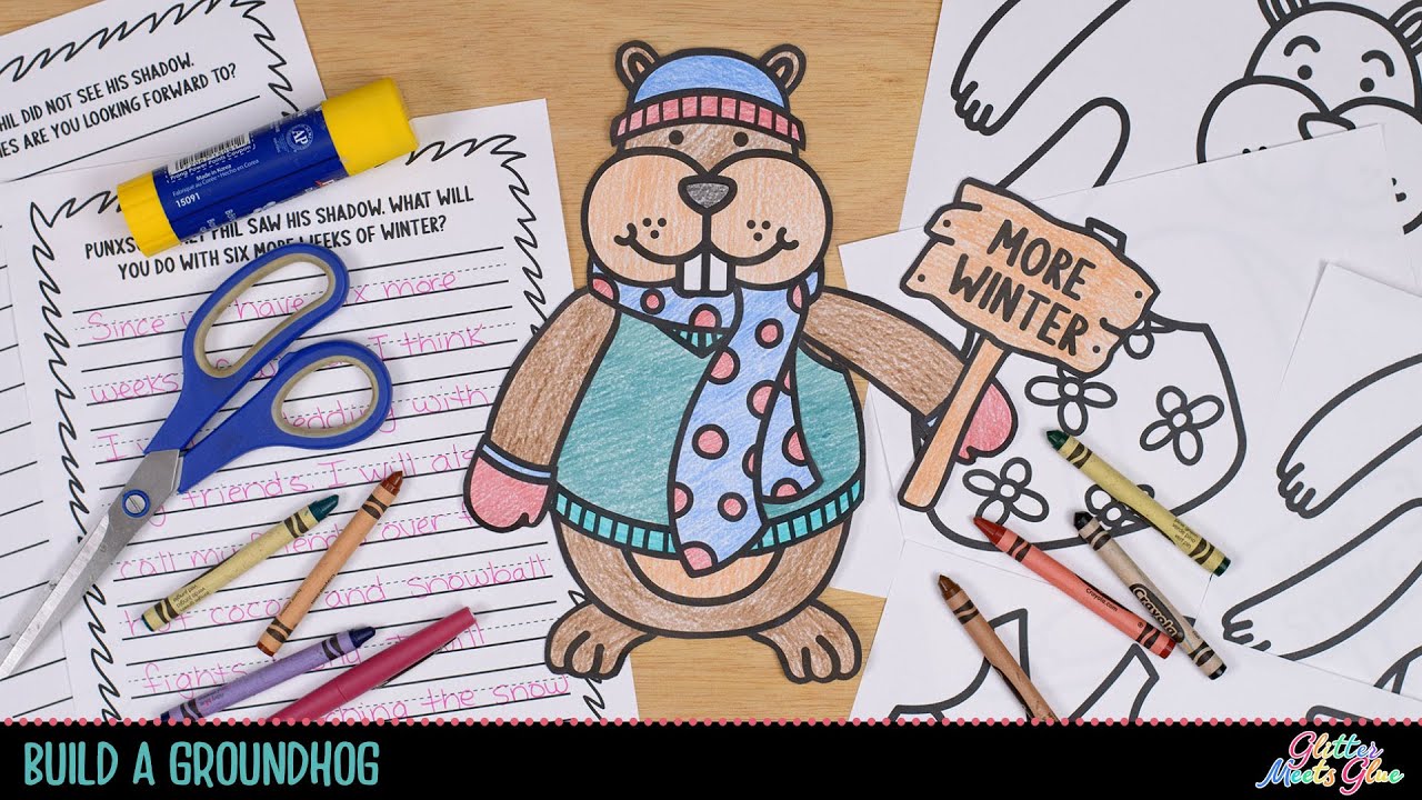 Printable groundhog day craft writing prompts for kids