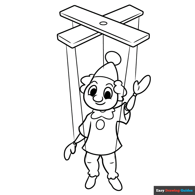 Marionette puppet coloring page easy drawing guides