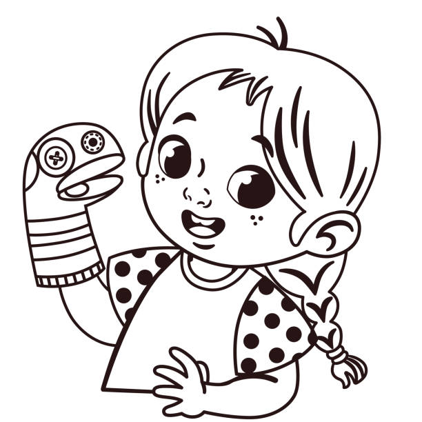 Puppet colouring page stock photos pictures royalty