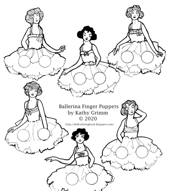 The doll coloring book paper ballerina finger puppets