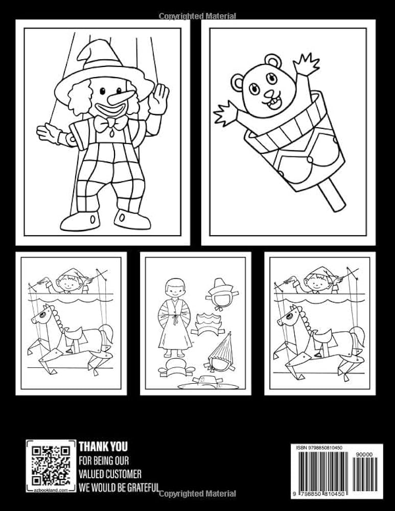 Puppet coloring book for kids pag of cute illustrations featuring toys robots and more for kids and toddlers to draw perfect as a special gift or white elephant prent blake