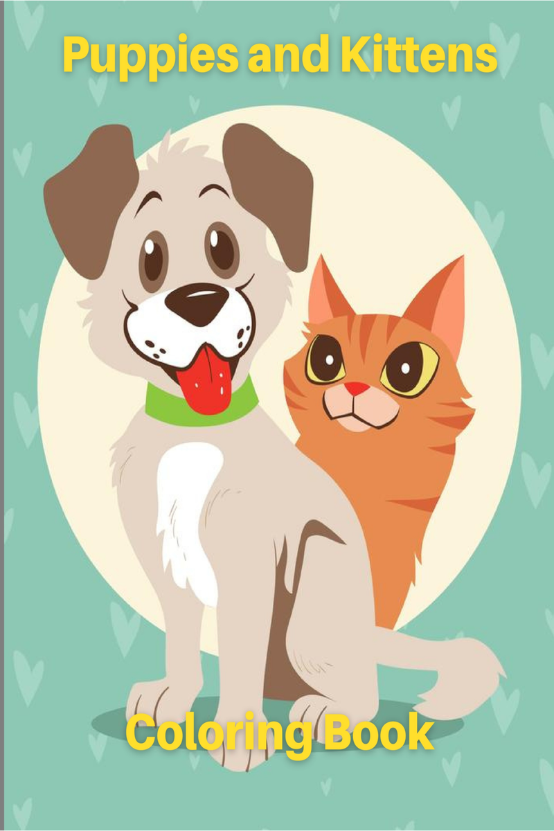 Puppies and kittens coloring book