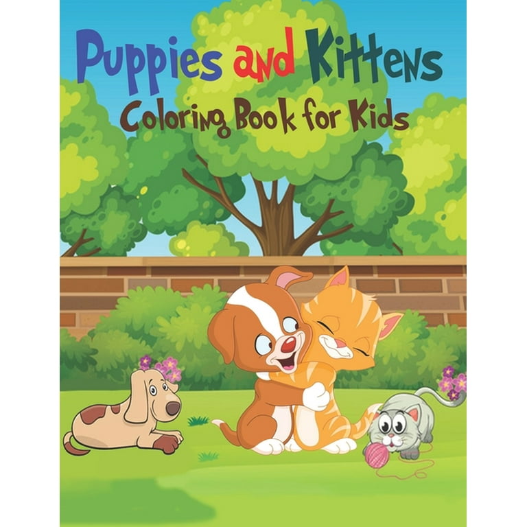 Puppies kittens coloring book for kids amazing playful puppies and cute kittens designs for kids aged