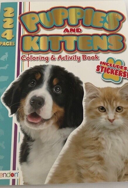 Puppies and kittens coloring activity book plus stickers included