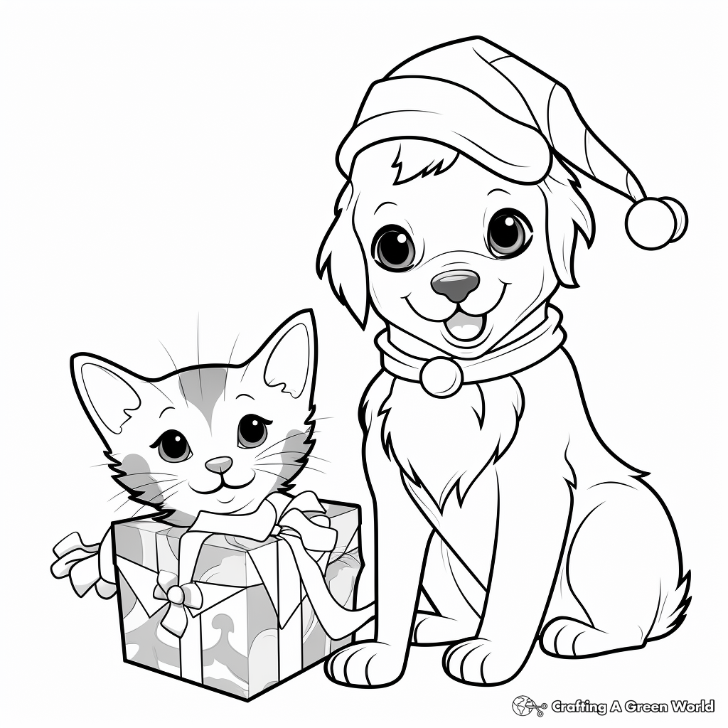 Puppy and kitten coloring pages