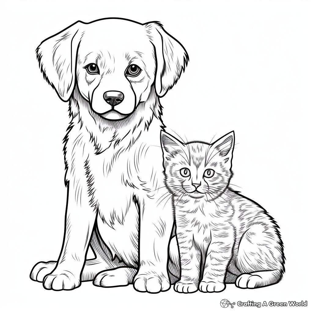 Puppy and kitten coloring pages