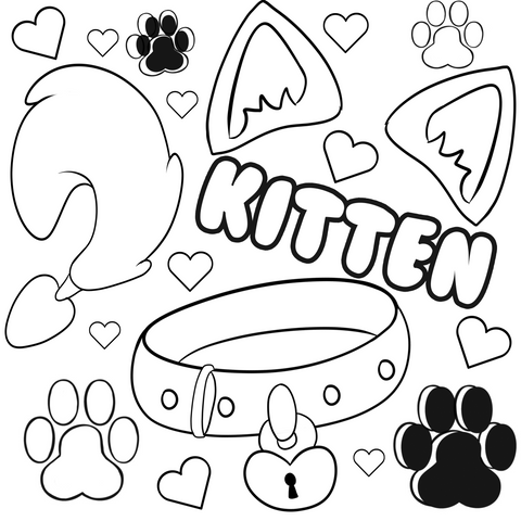 Kitten pet play coloring sheet sweet candy k