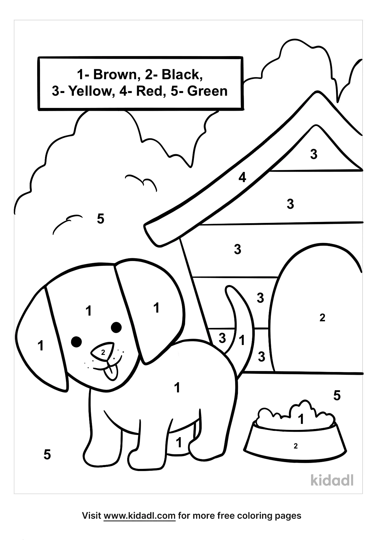 Free puppy color by numbers coloring page coloring page printables