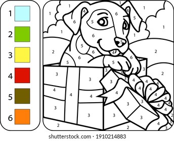 Color mouse by numbers cartoon coloring stockvektor royaltyfri