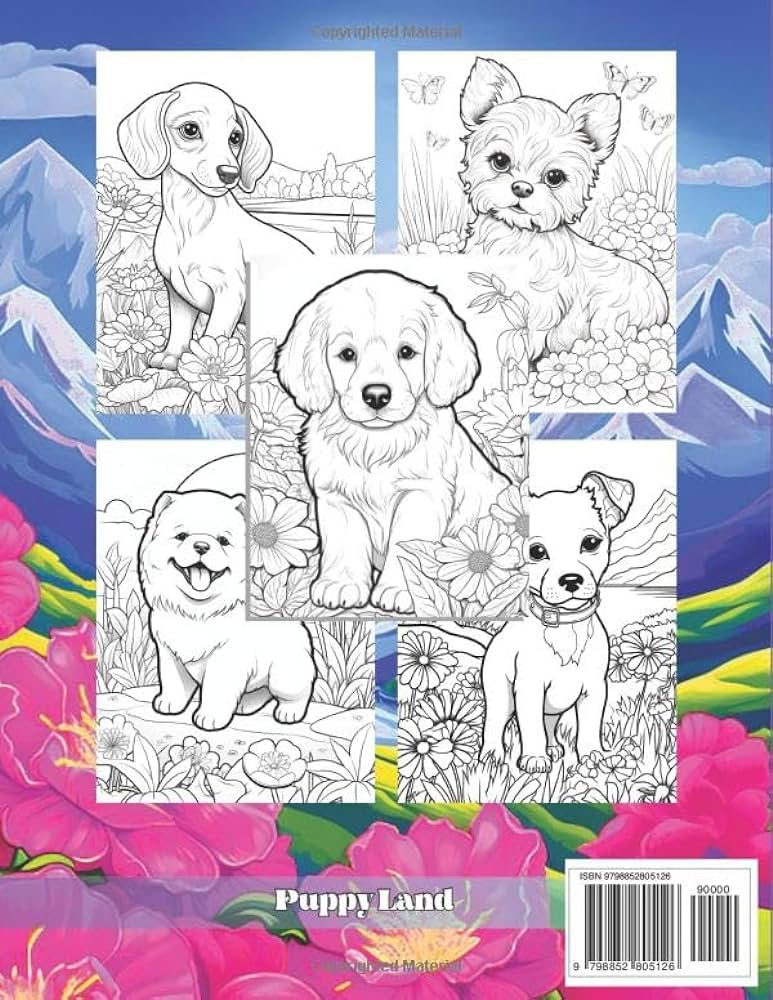 Puppy land dog coloring book for adults relaxation colors mystical books