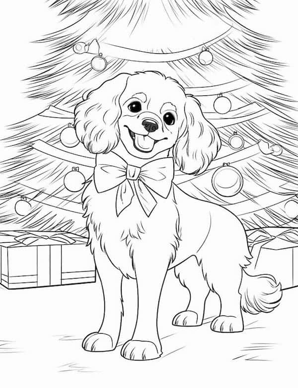 Joyful christmas tree coloring pages