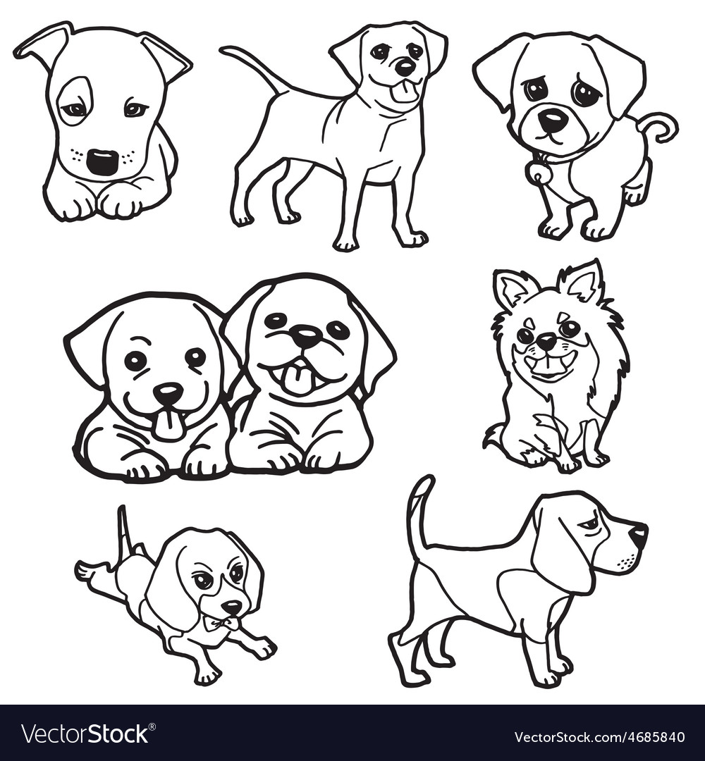 Puppy coloring book set royalty free vector image
