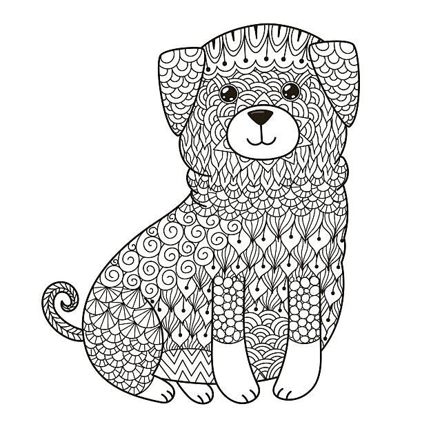 Vector dog print for adult coloring page stock illustrations royalty