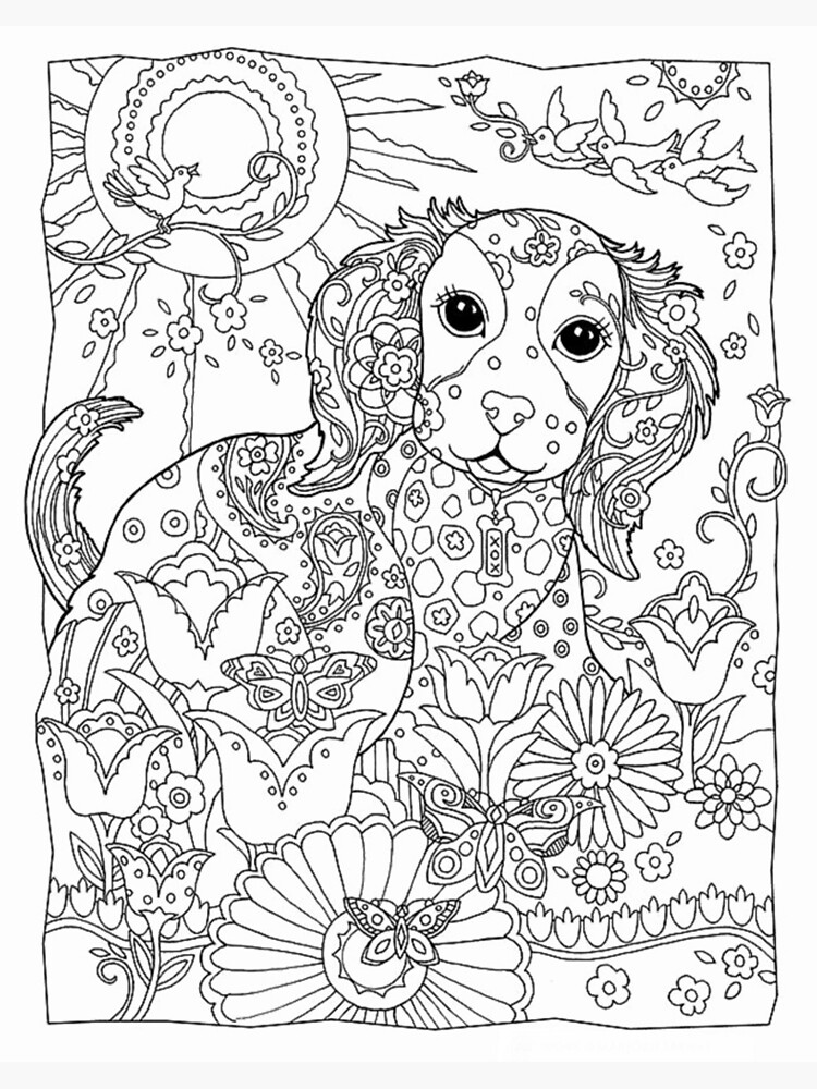 Anti stress coloring fairy dog art board print by yuna
