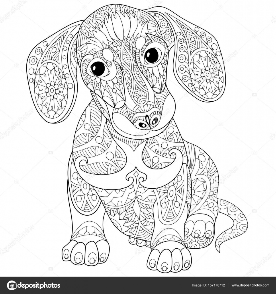 Zentangle stylized dachshund puppy dog stock vector by sybirko