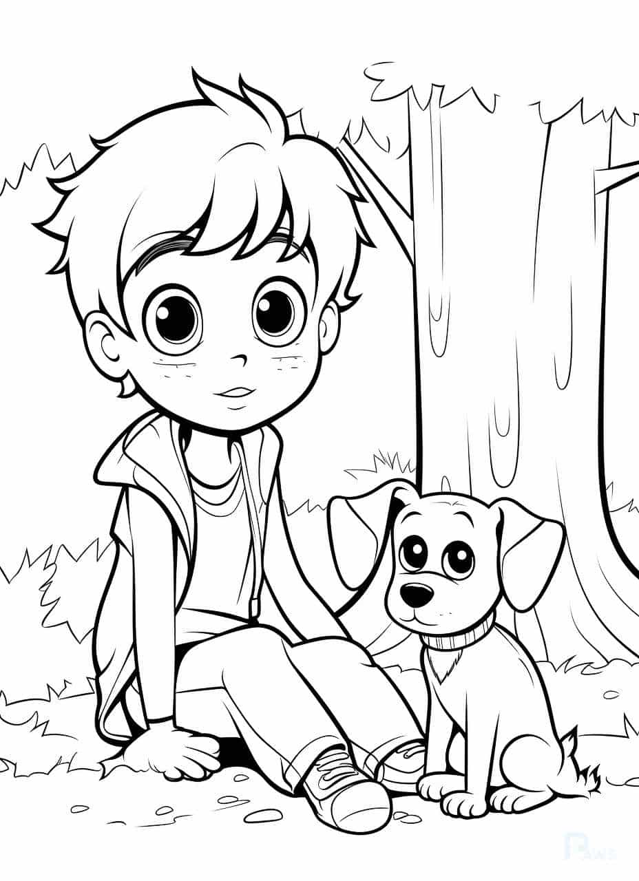 Dog themed printable coloring pages for kids