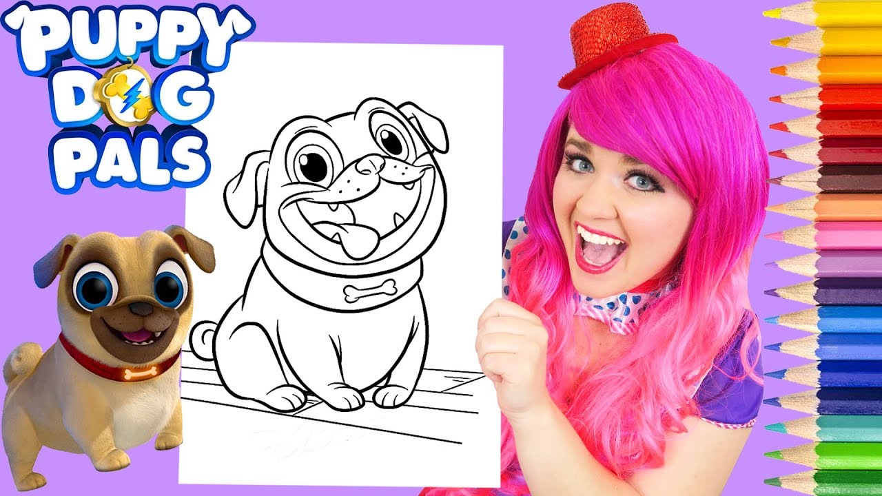 Coloring puppy dog pals rolly coloring book page prismacolor pencils kimmi the clown