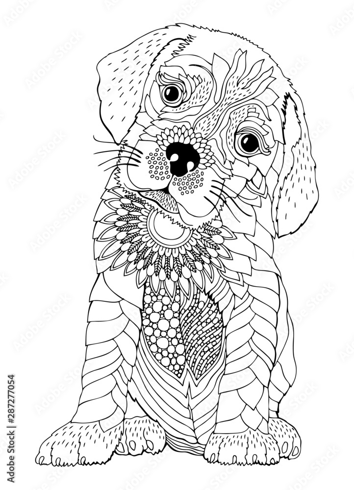 Baby bull mastiff puppy hand drawn dog sketch for anti