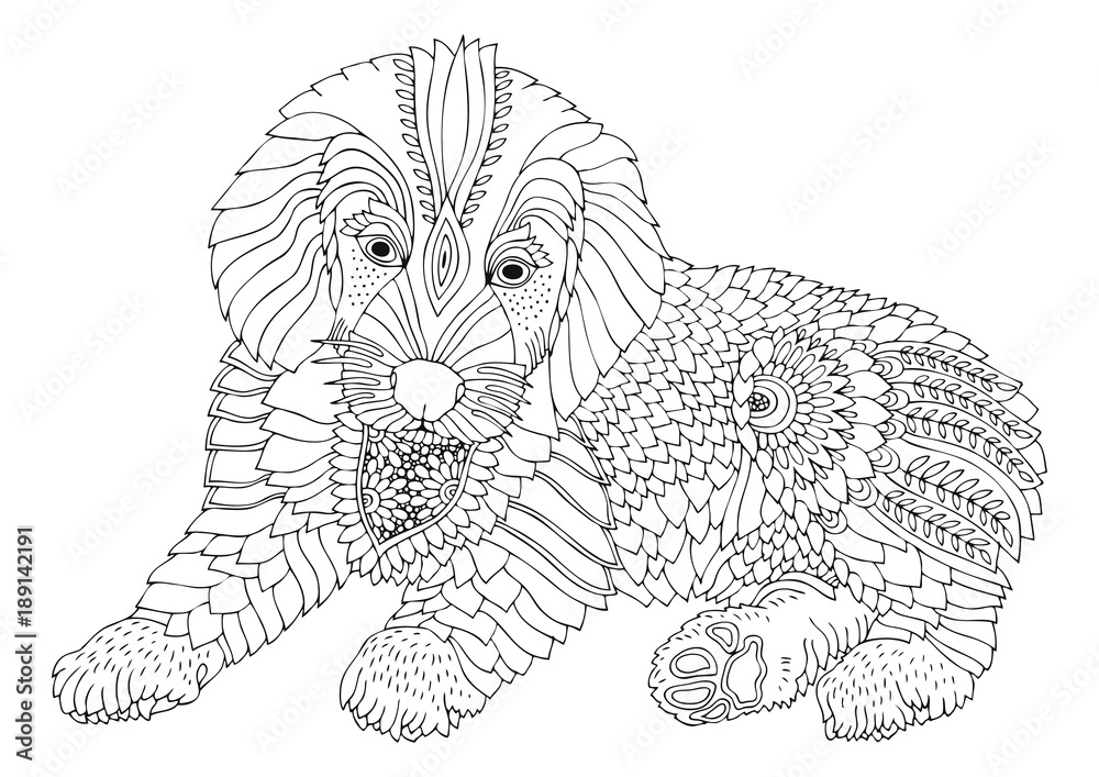 Puppy hand drawn dog sketch for anti