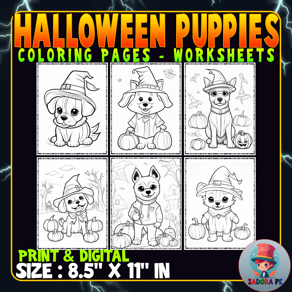 Spooky paws halloween puppies coloring pages worksheets october made by teachers