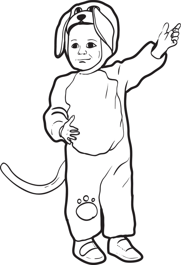 Printable puppy dog halloween costume coloring page for kids â