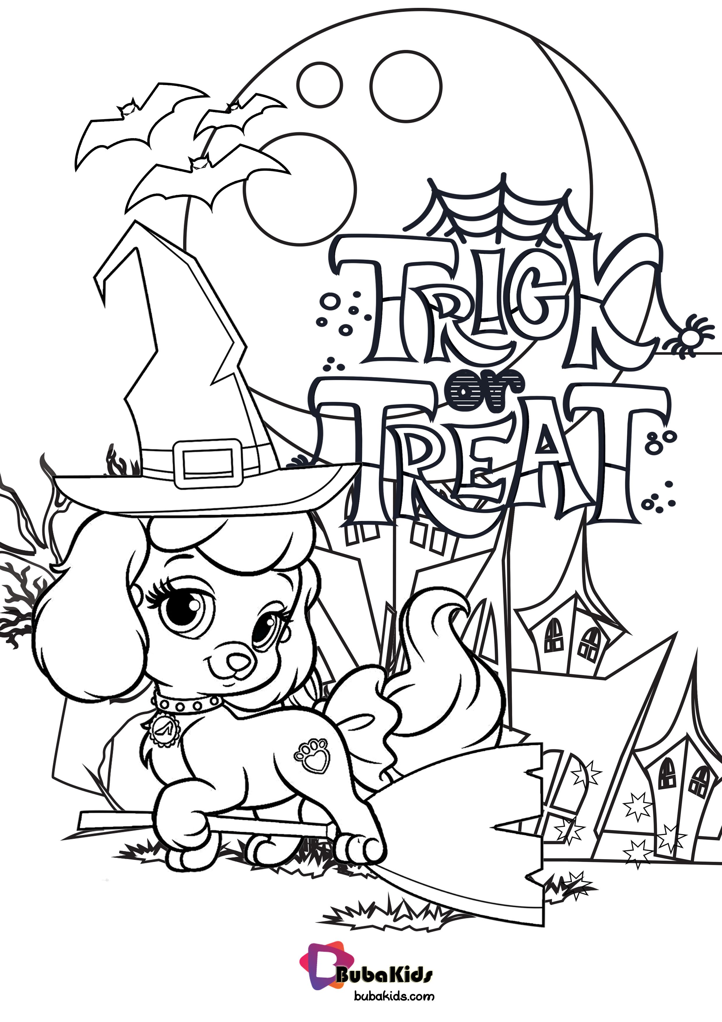Cute dog happy halloween trick or treat coloring page coloringpage cutedog happyhalloween coâ cartoon coloring pages halloween coloring pages coloring pages