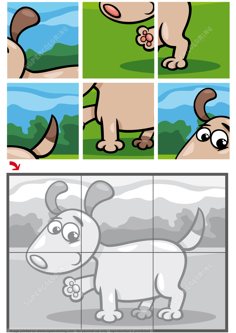 Jigsaw puzzle with a cute puppy dog free printable puzzle games