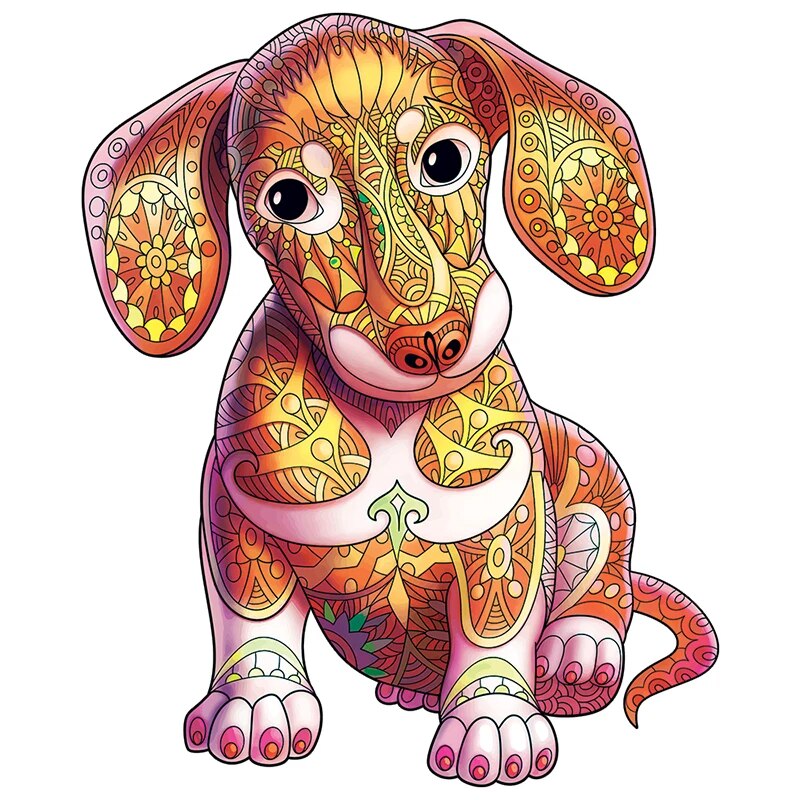 Unique dog d wooden puzzle adult kids jigsaw puzzles animal puzzles children christmas gifts toys