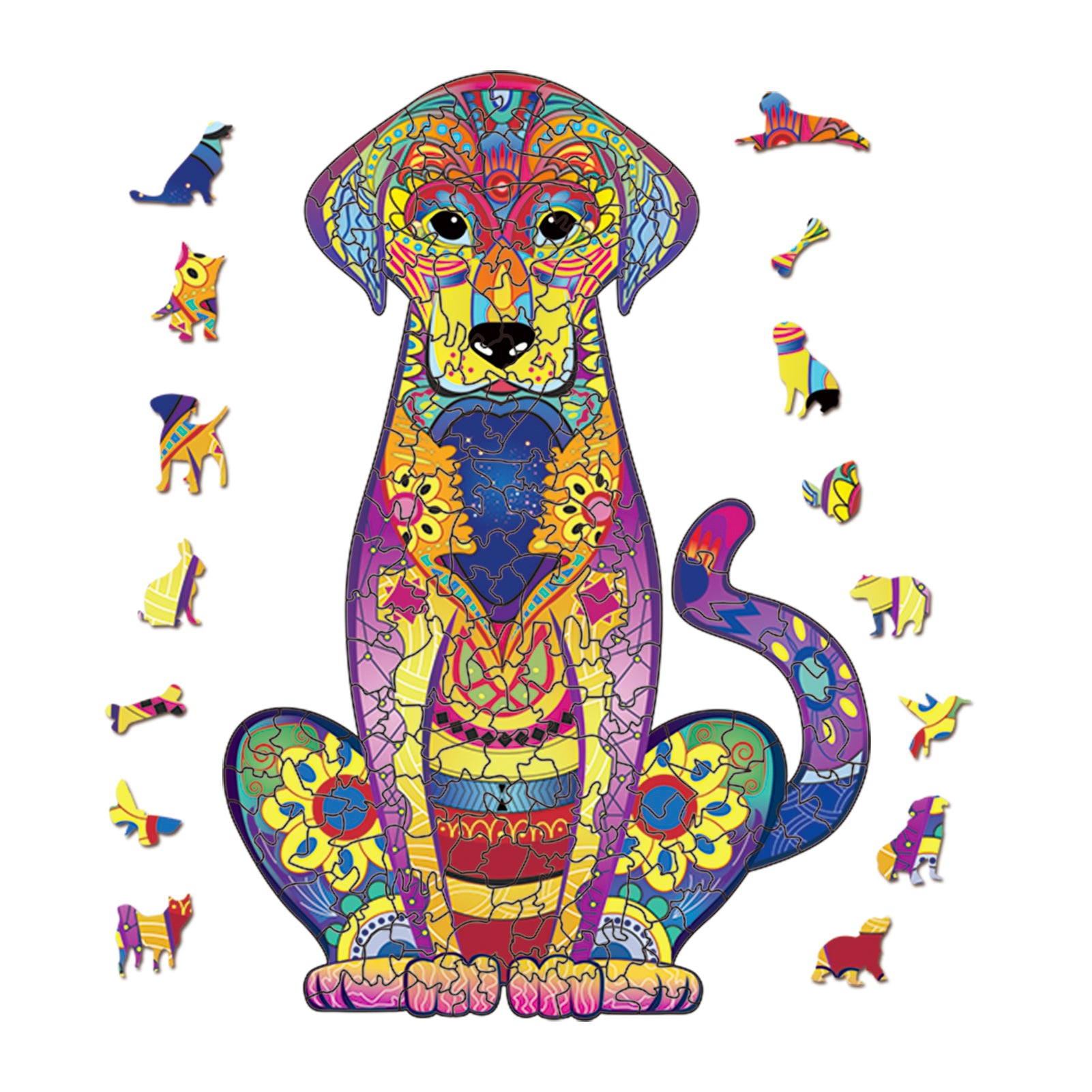Labrador jigsaw puzzles unique shaped yellow standing dog wooden irregular pieces gifts for adults and kids â