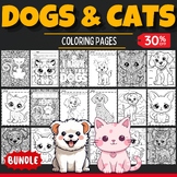 Printable dog cat jigsaw coloring puzzles