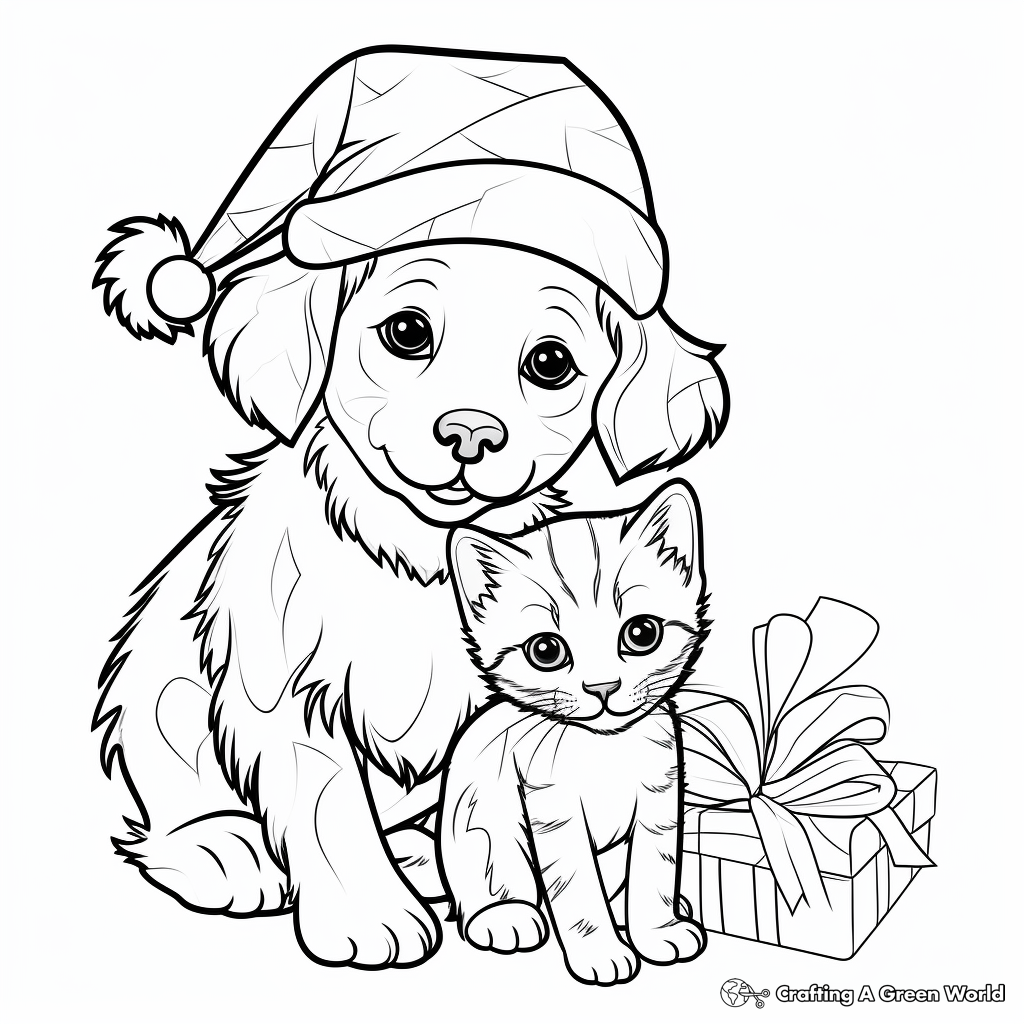 Puppy and kitten coloring pages
