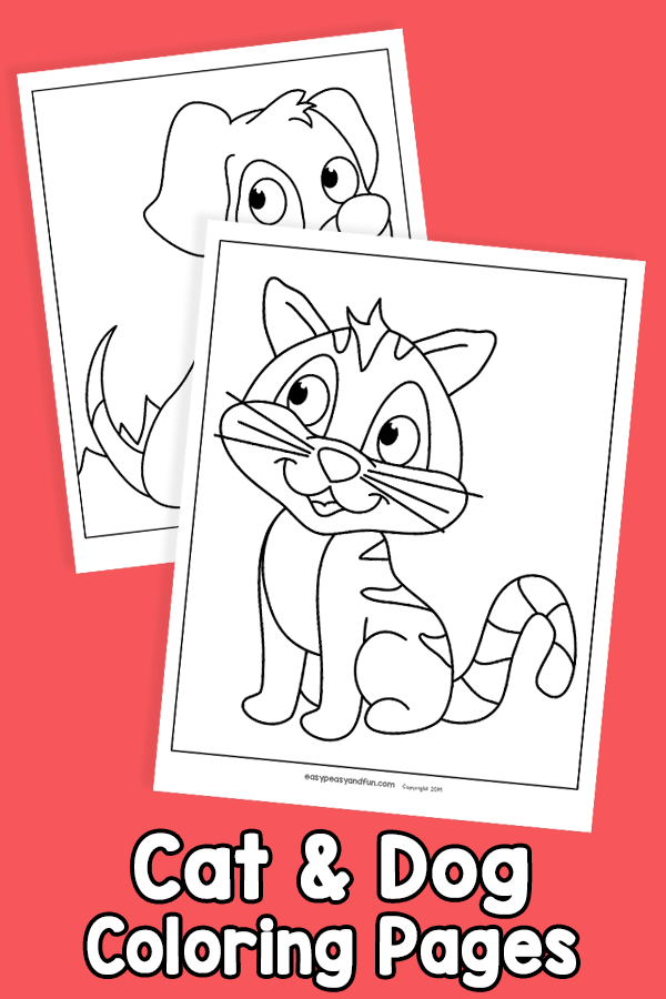 Cat and dog coloring pages â easy peasy and fun hip