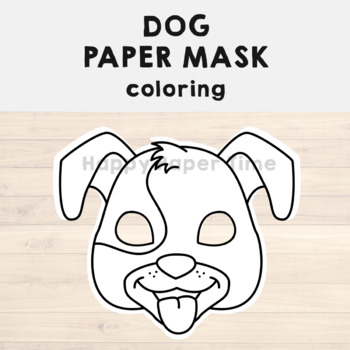 Dog paper mask printable animal pet coloring craft activity costume template