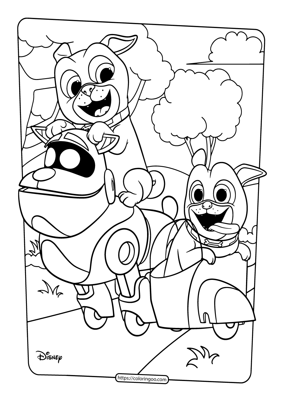 Printable puppy dog pals coloring book pages
