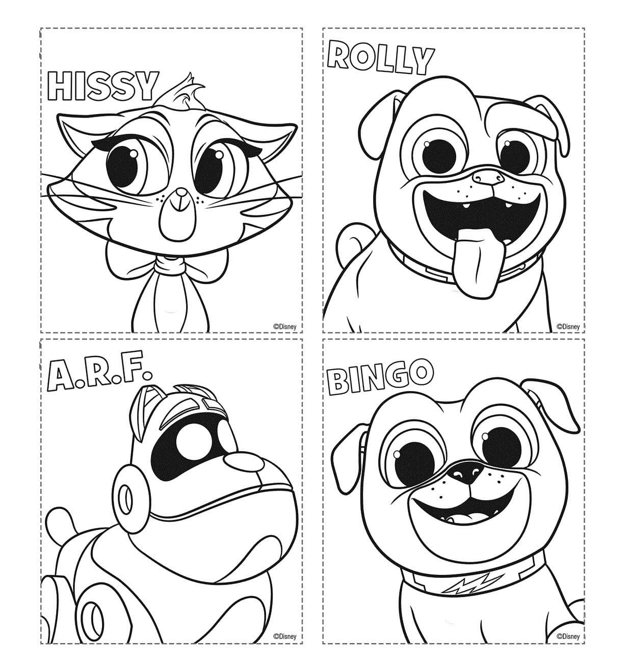 Characters in puppy dog pals coloring page