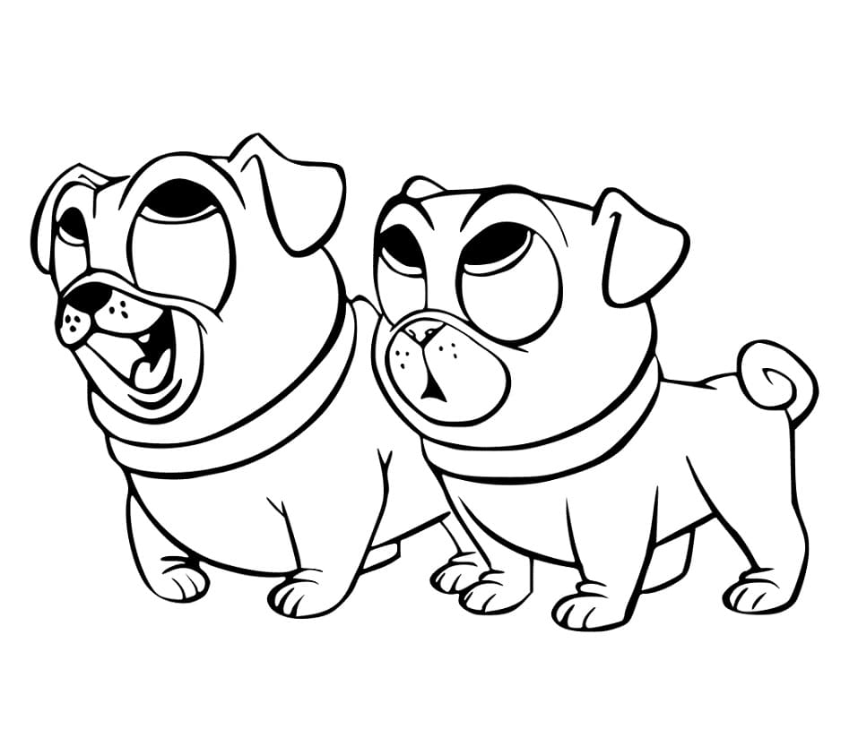 Bingo and rolly in puppy dog pals coloring page