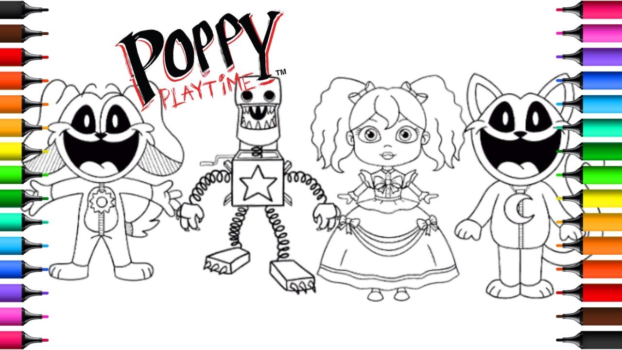 Poppy playtie coloring pages how to color all siling critters
