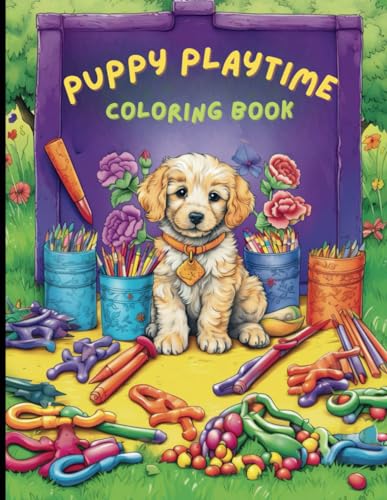Puppy playtime coloring book adorable coloring pages of puppies for children and adults by carolines corner publishing