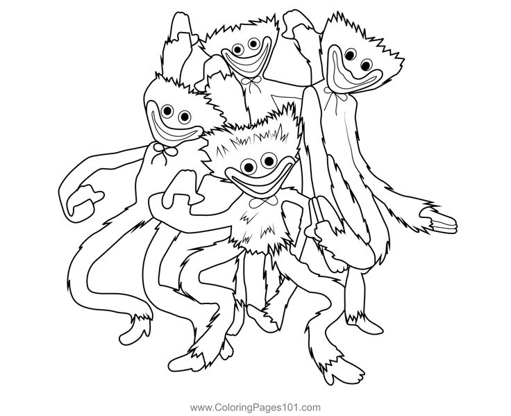 Mini huggies aggressive poppy playtime coloring page coloring pages poppies coloring pages for kids